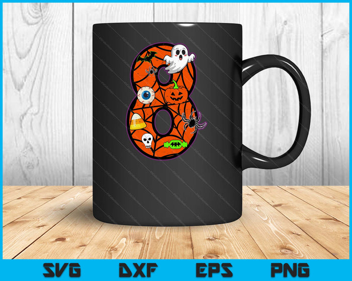 8th Birthday Halloween 8 Year Old Ghost Costume Boo Funny SVG PNG Digital Printable Files