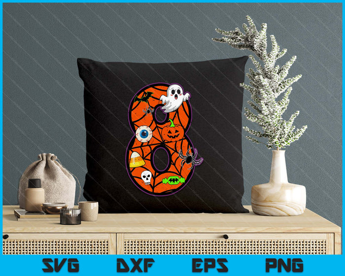 8th Birthday Halloween 8 Year Old Ghost Costume Boo Funny SVG PNG Digital Printable Files