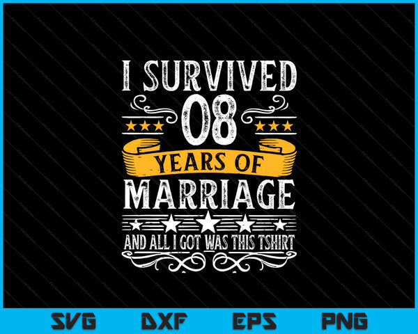 8th wedding anniversary couples husband wife 8 years SVG cut file