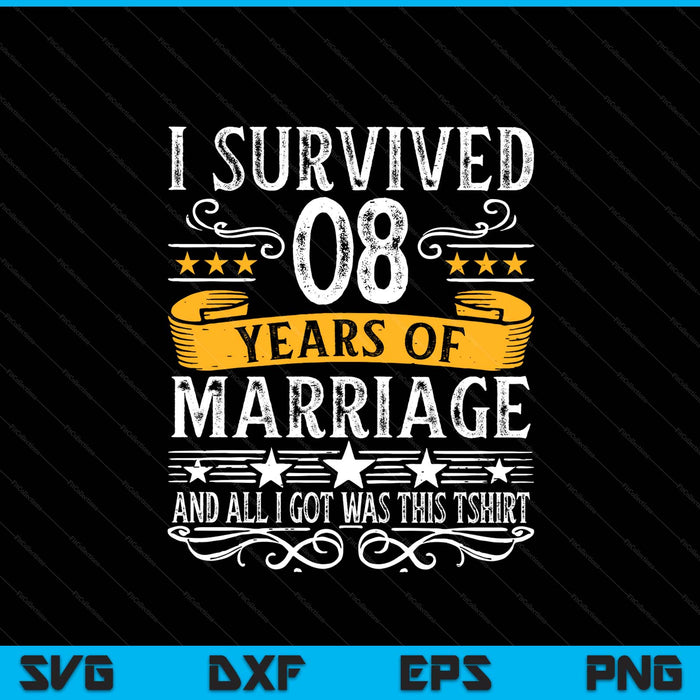 8th wedding anniversary couples husband wife 8 years SVG cut file