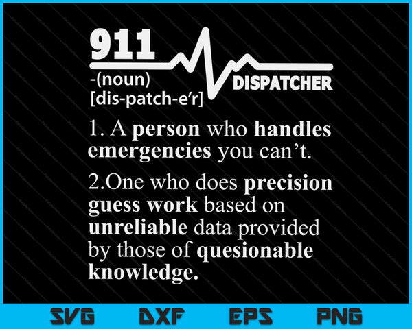 911 Dispatcher Definition behandelt noodgevallen en verzendt SVG PNG digitale snijbestanden