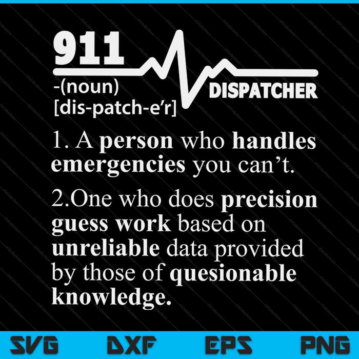 911 Dispatcher Definition Handles Emergencies Dispatch SVG PNG Digital Cutting Files