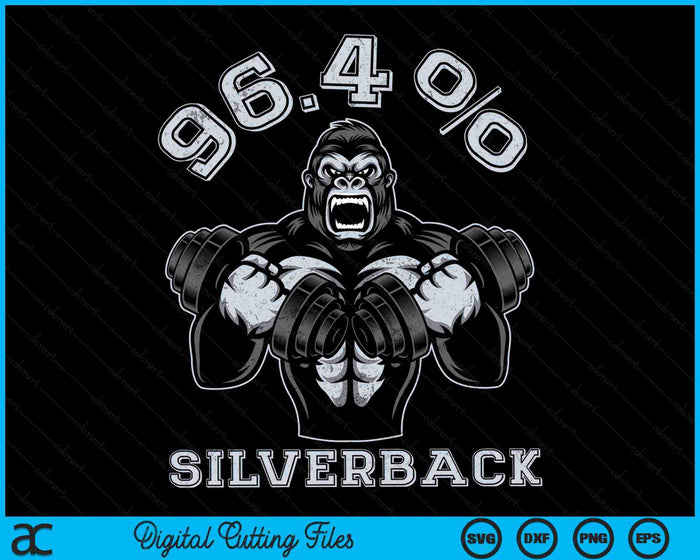 96,4% Silverback Gorilla Gym Body Building SVG PNG digitale afdrukbare bestanden