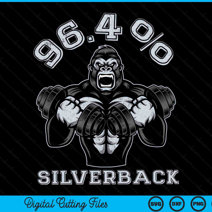 96,4% Silverback Gorilla Gym Body Building SVG PNG digitale afdrukbare bestanden