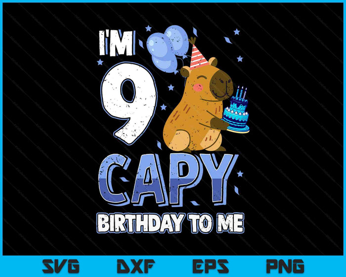 9 Years Capy Birthday To Me Boys 9th Birthday Capybara SVG PNG Digital Printable Files