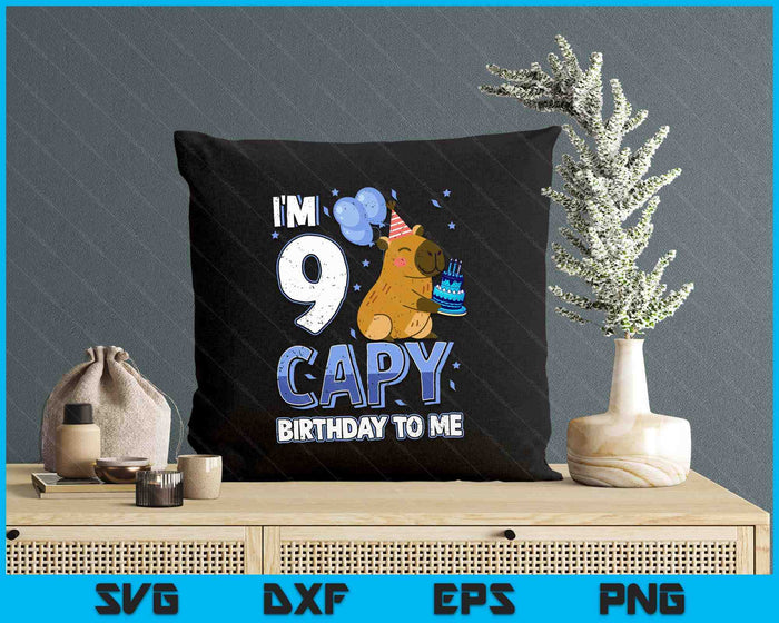 9 Years Capy Birthday To Me Boys 9th Birthday Capybara SVG PNG Digital Printable Files