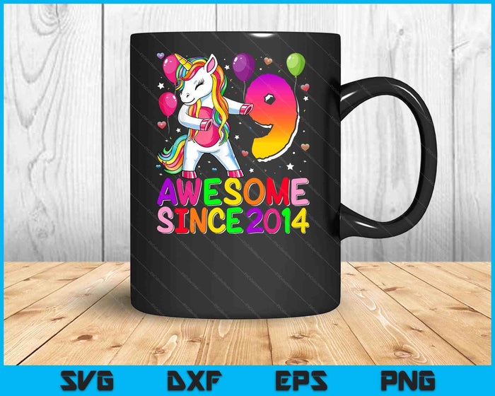 9 jaar oude Unicorn flossen 9e verjaardag meisje Unicorn partij SVG PNG digitale snijbestanden