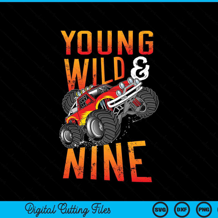 9th birthday boy monster truck rule JAM nine years SVG cut file