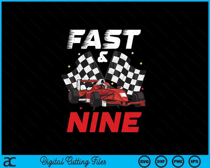 9th Birthday Boy Race Car Racing 9 Year Old Bday SVG PNG Digital Printable Files