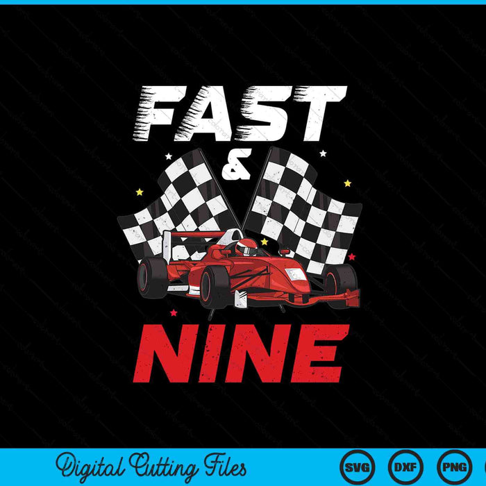 9th birthday boy race car racing 9 year old bday SVG cut file