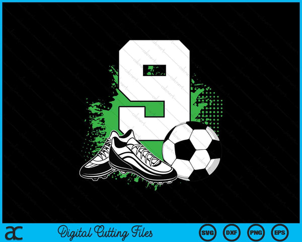 9th Birthday Boys 9 Years Soccer Football Player Birthday SVG PNG Digital Cutting Files