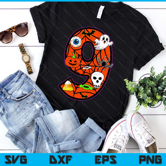 9th Birthday Halloween 9 Year Old Ghost Costume Boo Funny SVG PNG Digital Printable Files