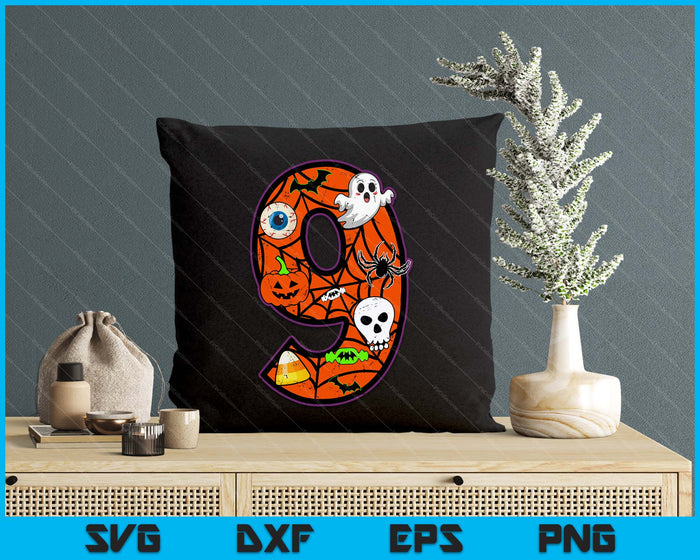 9th Birthday Halloween 9 Year Old Ghost Costume Boo Funny SVG PNG Digital Printable Files