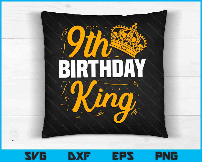 9th Birthday King Party Crown Bday Celebration SVG PNG Digital Cutting Files