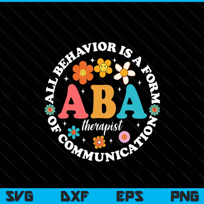 ABA therapist behavior analyst autism therapy RBT floral SVG cut file