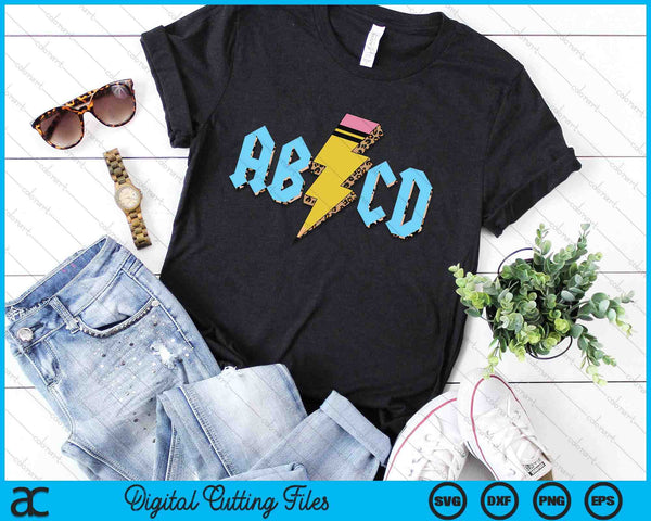 ABCD Pencil Lightning Rock'n Roll Teacher Back To School SVG PNG Digital Printable Files