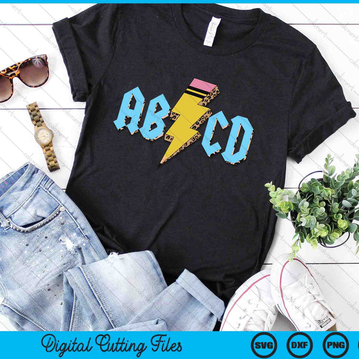ABCD Pencil Lightning Rock'n Roll Teacher Back To School SVG PNG Digital Printable Files
