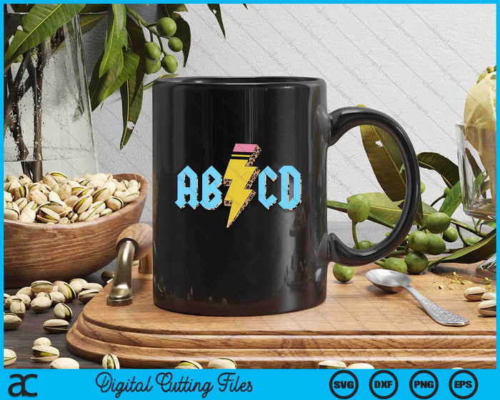 ABCD Pencil Lightning Rock'n Roll Teacher Back To School SVG PNG Digital Printable Files