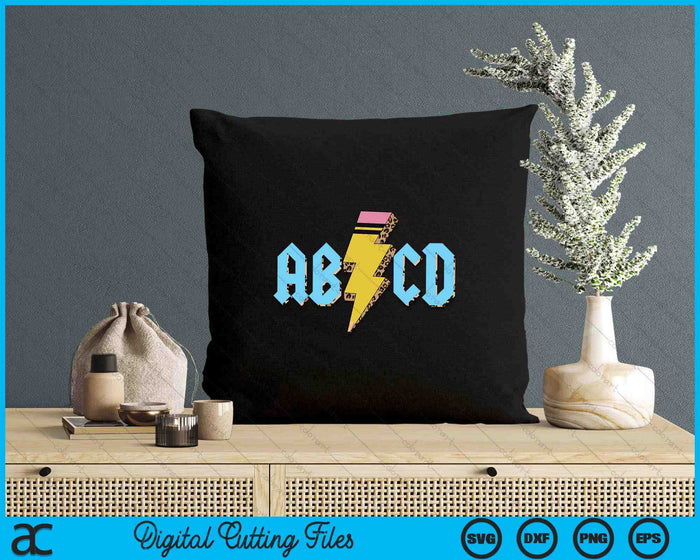 ABCD Pencil Lightning Rock'n Roll Teacher Back To School SVG PNG Digital Printable Files