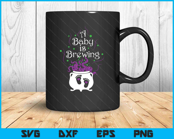 A Baby Is Brewing Black Cauldron Halloween Baby Pregnant SVG PNG Digital Printable Files