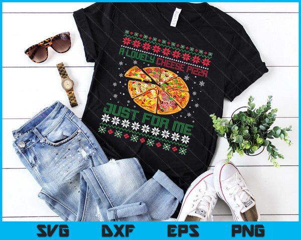 A Lovely Cheese Pizza Just For Me Christmas Tree SVG PNG Digital Printable Files