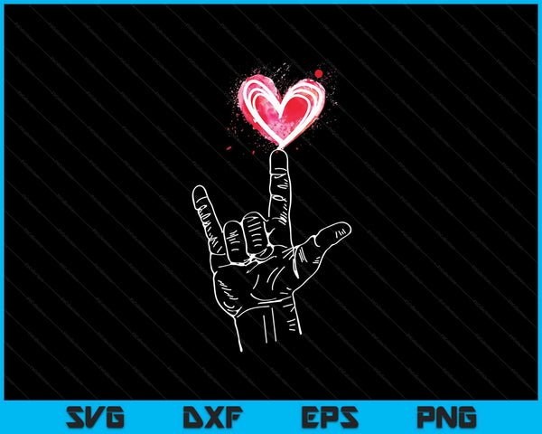 ASL I Love You Hand Sign Language Heart Valentine's Day SVG PNG Digital Cutting Files