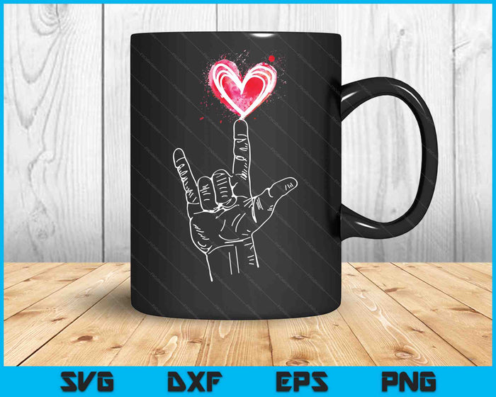 ASL I Love You Hand Sign Language Heart Valentine's Day SVG PNG Digital Cutting Files