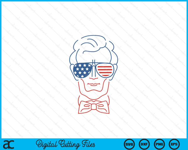 Abe Line Drawing USA 4th Of July President Abraham Lincoln SVG PNG Digital Cutting Files