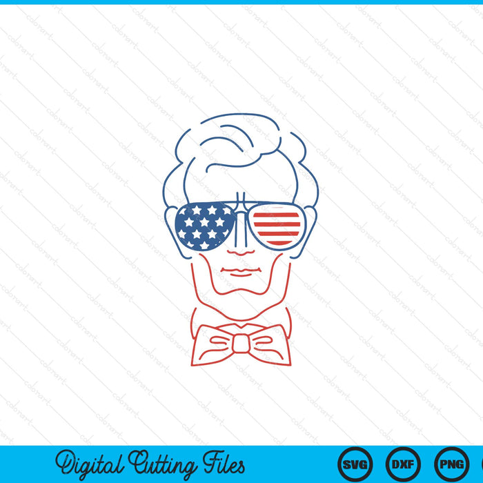 Abe Line Drawing USA 4th Of July President Abraham Lincoln SVG PNG Digital Cutting Files