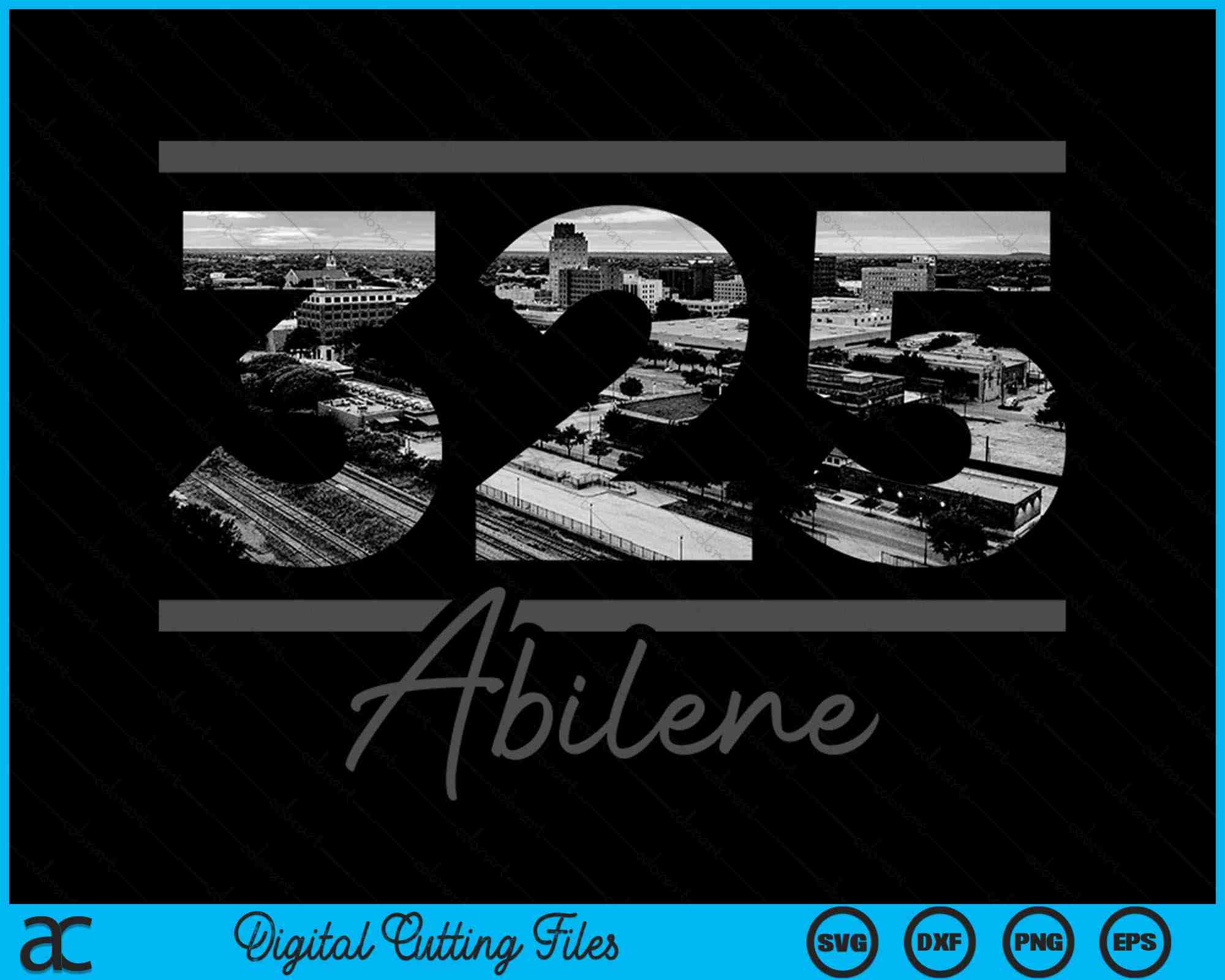 Abilene 325 Area Code Skyline Texas Vintage SVG Digital Cutting Files ...