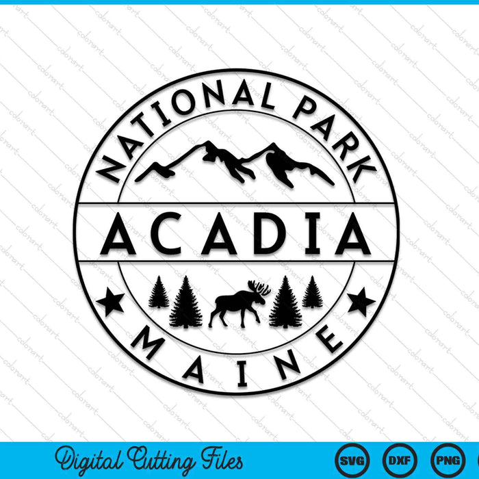 Acadia National Park Maine Moose Nature Hiking Outdoors SVG PNG Digital Cutting Files