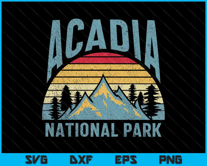 Acadia National Park Maine Mountains Retro SVG PNG Digital Printable Files