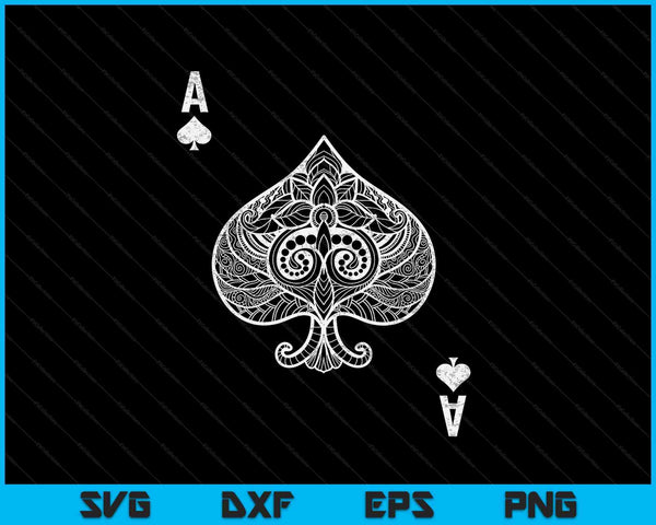 Ace of Spades Texas Hold'em Poker speelkaart SVG PNG snijden afdrukbare bestanden