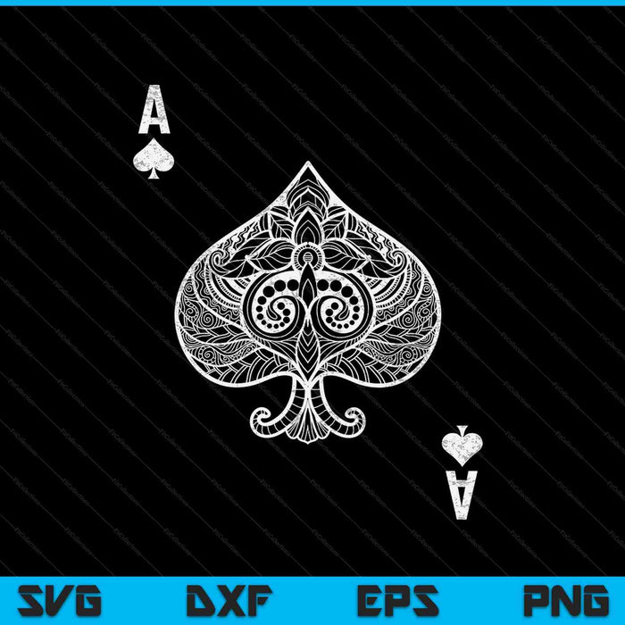 Ace of Spades Texas Hold'em Poker Playing Card SVG PNG Cutting Printable Files
