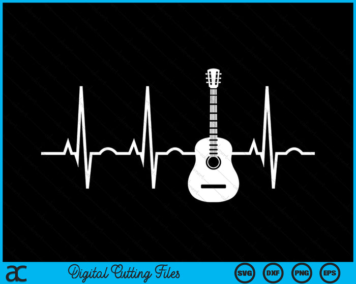 Acoustic Guitar Heartbeat SVG PNG Digital Cutting File