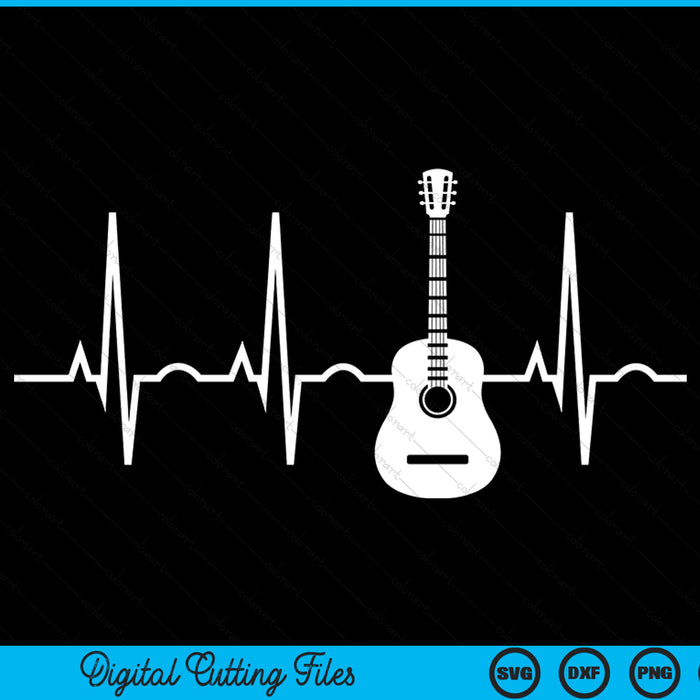 Acoustic Guitar Heartbeat SVG PNG Digital Cutting File