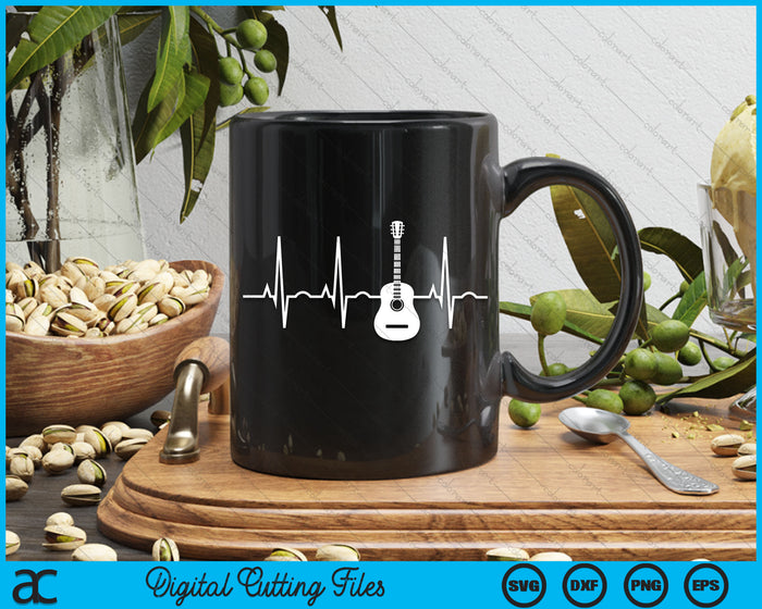 Acoustic Guitar Heartbeat SVG PNG Digital Cutting File