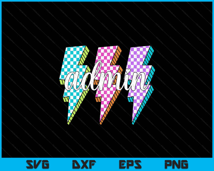 Admin Squad Lightning Bolt School Assistant Principal SVG PNG Digital Printable Files