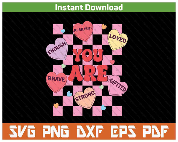 Affirmations Candy Heart Teacher Valentine's Day SVG PNG Digital Printable Files