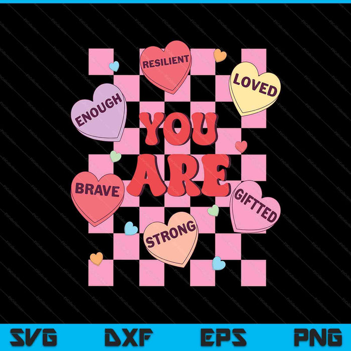 Affirmations Candy Heart Teacher Valentine's Day SVG PNG Digital Printable Files