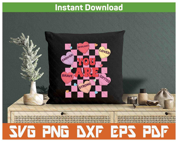 Affirmations Candy Heart Teacher Valentine's Day SVG PNG Digital Printable Files