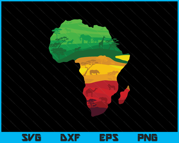 Afrika kaart groen geel rood trots Afrikaanse trots Juneteenth SVG PNG digitale afdrukbare bestanden