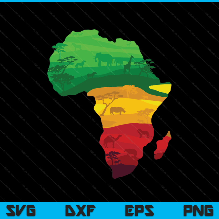 Africa Map Green Yellow Red Proud African Pride Juneteenth SVG PNG Digital Printable Files