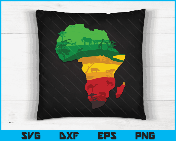 Africa Map Green Yellow Red Proud African Pride Juneteenth SVG PNG Digital Printable Files