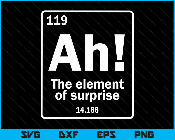 Ah The Element Of Surprise Funny Geek Periodic Table SVG PNG Digital Printable Files