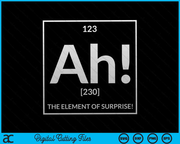 Ah! Het element van verrassing wetenschap periodiek systeem SVG PNG digitale snijbestanden