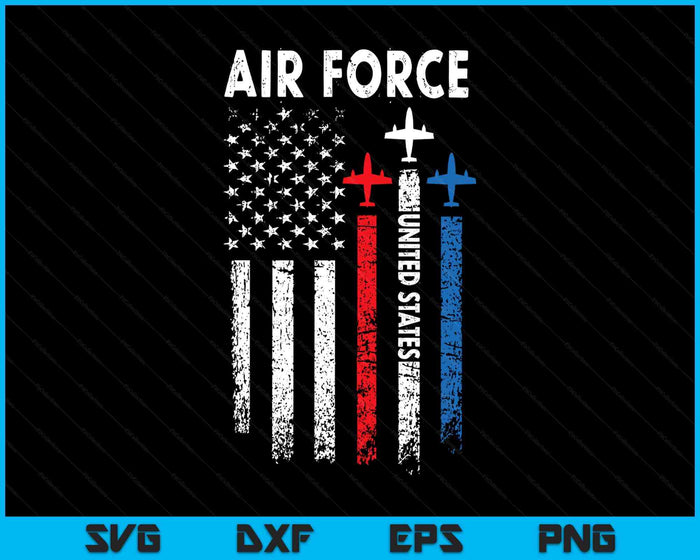 Air Force United States Fighter Jet 4th of July American Flag SVG PNG Digital Printable Files