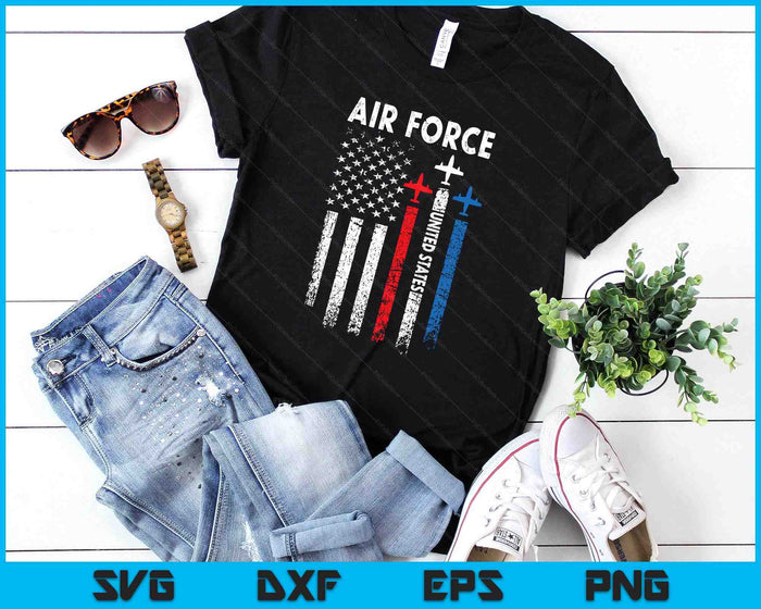 Air Force United States Fighter Jet 4th of July American Flag SVG PNG Digital Printable Files