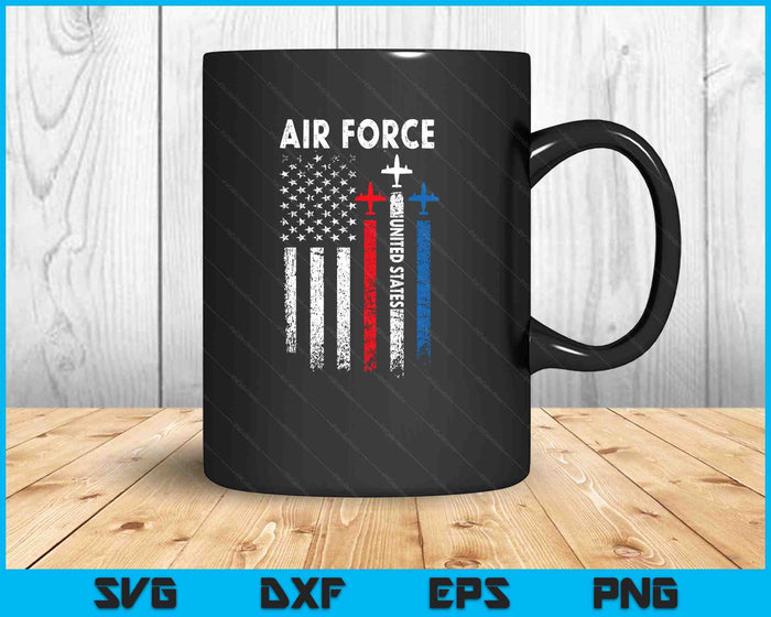 Air Force United States Fighter Jet 4th of July American Flag SVG PNG Digital Printable Files