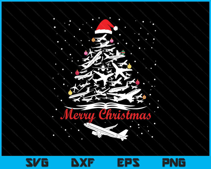 Airplane Christmas Tree SVG PNG Digital Printable Files